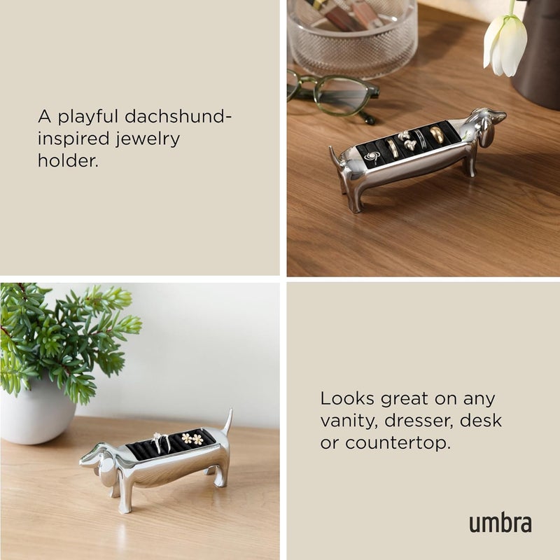 UMBRA Dachsie Ring Holder - Gift for Weiner Dog Dachshund Doxie Lover - Jewelry Storage, Chrome - Image 4